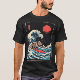Capyra Japan Kanagawa Wave Animal Surfing Capyra T-Shirt
