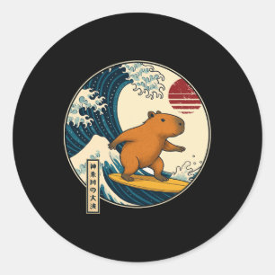 Capyra Japanese Kanagawa Wave Surfing Japan Boys G Classic Round Sticker