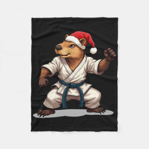 Capyra Karate Christmas Martial Arts Santa Hat Hol Fleece Blanket