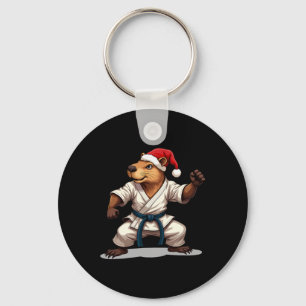 Capyra Karate Christmas Martial Arts Santa Hat Hol Key Ring