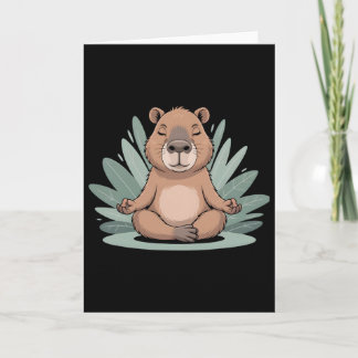 Capyra Meditating Cute Yoga Tee Yogi Meditation  Card