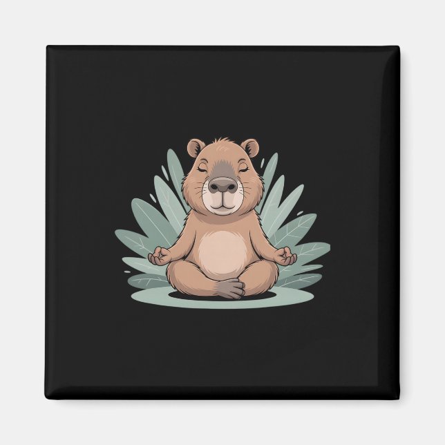 Capyra Meditating Cute Yoga Tee Yogi Meditation  Magnet (Front)