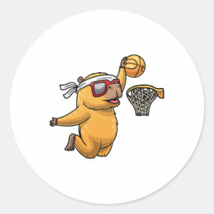 Capyra Playing Sketll Sports Rodent Kids Classic Round Sticker