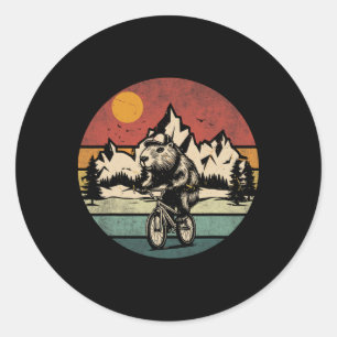 Capyra Riding Bicycle Vintage Mountain Biking Capy Classic Round Sticker