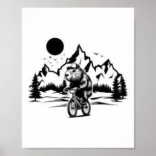 Capyra Riding Bicycle Vintage Mountain Biking Capy Poster