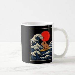 Capyra Riding Waves Under Pink Sky Funny Summer Te Coffee Mug