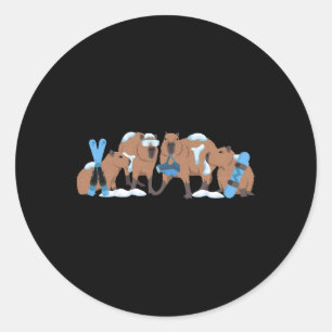 Capyra Skiing Cute Capy Snowboard Winter Capyra Lo Classic Round Sticker