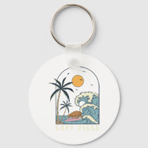 Capyra Surfing At Beach Sunset Summer Surf Capy Vi Key Ring