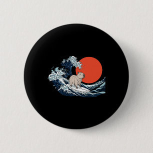 Capyra Surfing Great Wave Japanese Aesthetic Sunse 6 Cm Round Badge