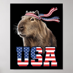 Capyra Usa Patriotic American Flag Men Women Kids Poster