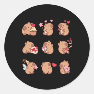 Capyra Valentine Funny Capy Animals Lovers Uni Kid Classic Round Sticker