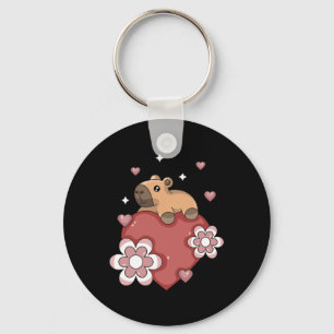 Capyra Valentine Heart Rodent Lover Valentines Day Key Ring