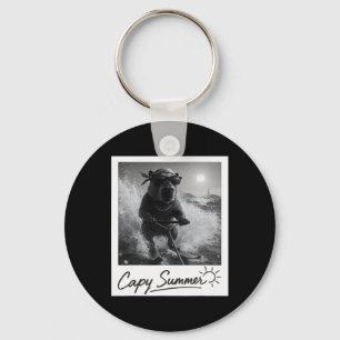 Capyra Water Skiing Summer Funny Meme Key Ring