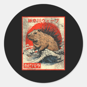 Capyzilla _ Kanagwa Wave Japan _ Cool Rodent Capyb Classic Round Sticker