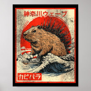 Capyzilla _ Kanagwa Wave Japan _ Cool Rodent Capyb Poster