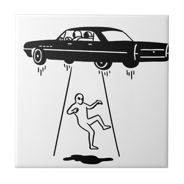 car abduction of aliens ceramic tile (Front)