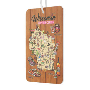 Car Air Freshener - Wisconsin Supper Club Map 