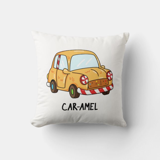 Car-amel Funny Candy Car Pun  Cushion (Front)