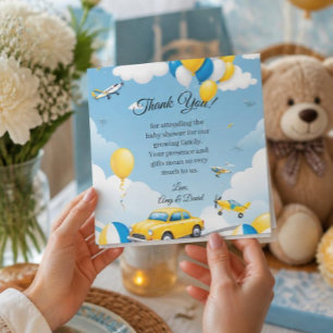 Car and Aeroplane Baby Shower Thank You Card