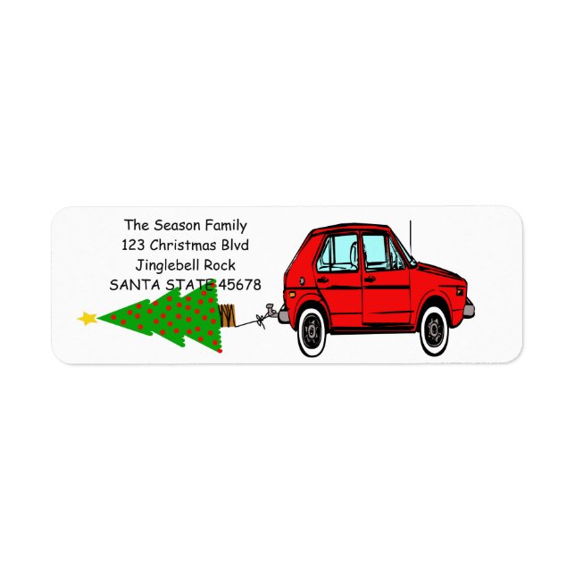 Car and tree Christmas label Return Address Label (Front)