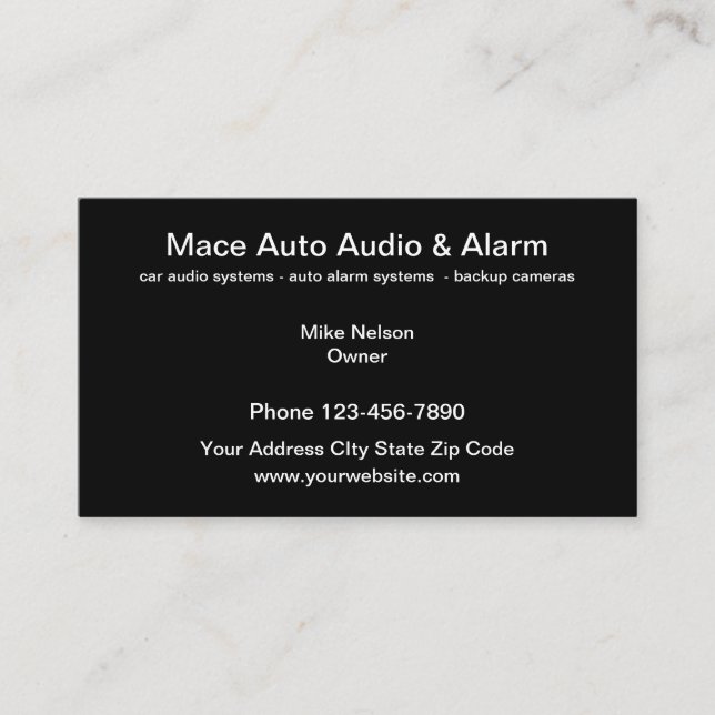Car Audio And Security Systems Business Card (Front)