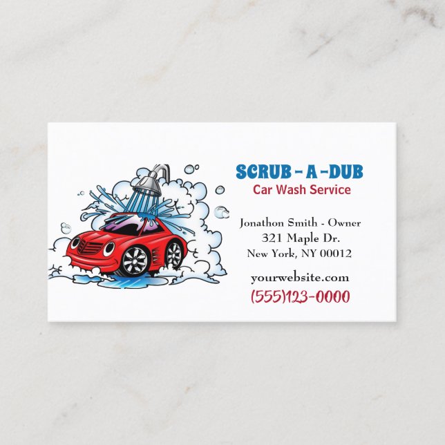 Car Auto Detail Car Wash Service Business Card (Front)