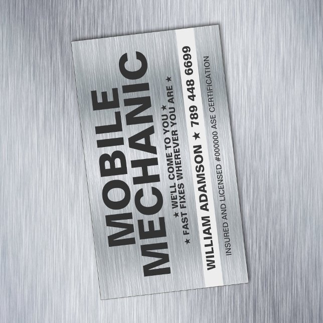 CAR / AUTO MECHANIC AUTOMOTIVE REPAIR SERVICE 	Magnetic BUSINESS CARD (local auto repair business magnets, mobile mechanic magnetic business cards, custom automotive shop )