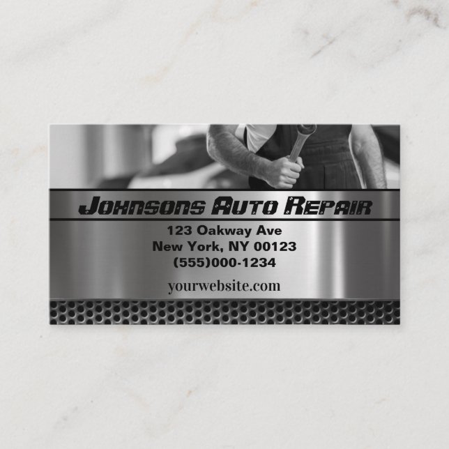 Car Auto Mechanic Repair Service Business Card (Front)