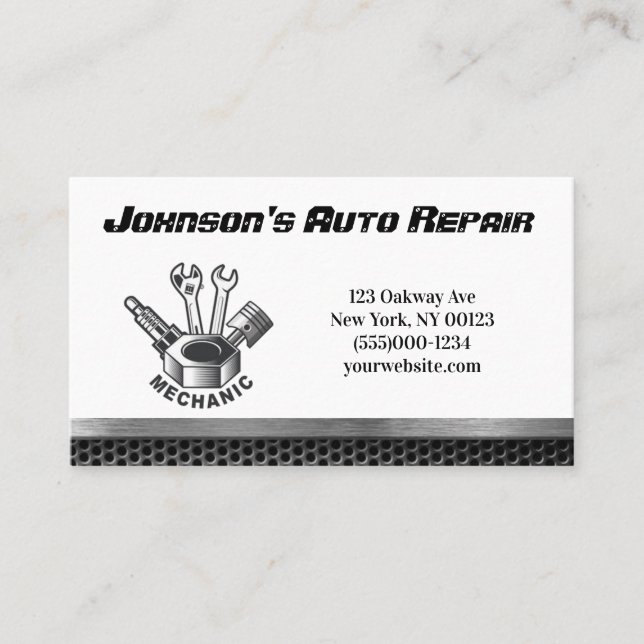 Car Auto Mechanic Repair Service Business Card (Front)