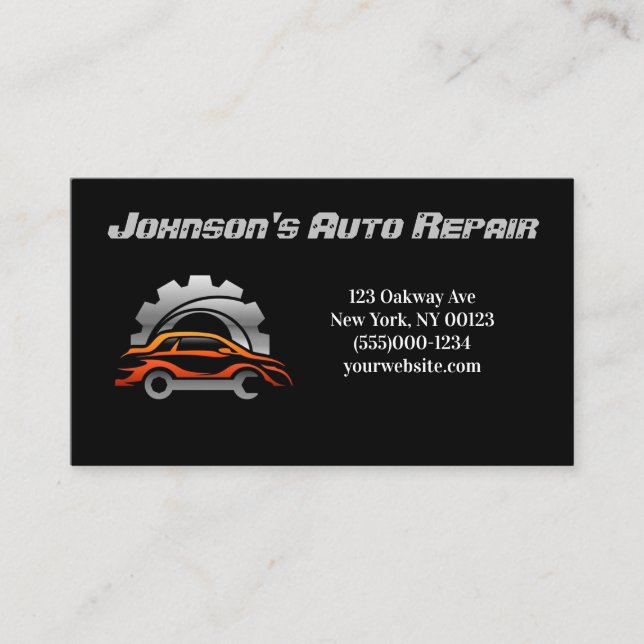 Car Auto Mechanic Repair Service Business Card (Front)