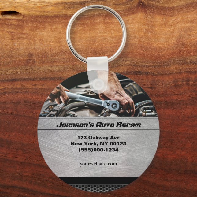Car Auto Mechanic Repair Service Business Key Ring (Front)