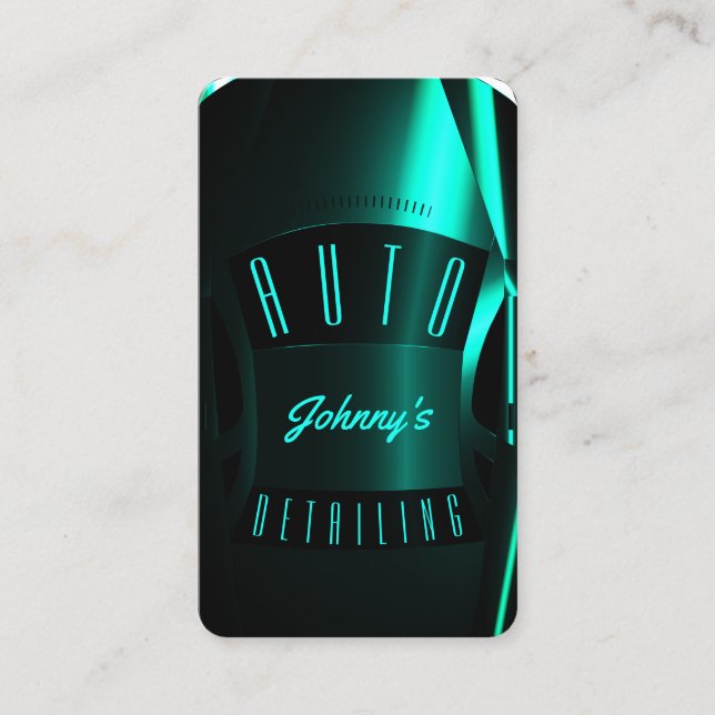 Car birds eye look teal stylish  business card (Front)