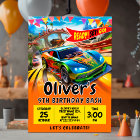 Car Birthday invite, Race car Invitation