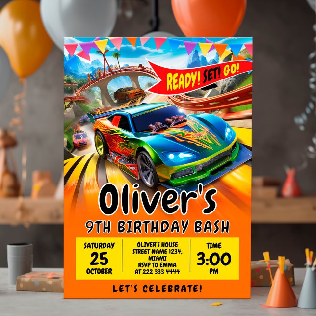 Car Birthday invite, Race car Invitation (Creator Uploaded)