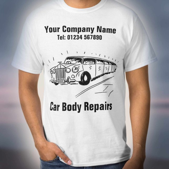 Car Body Repairs - With Name & Contact Details T-Shirt (Creator Uploaded)
