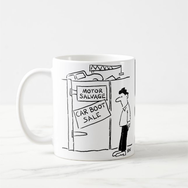 Car Breakers Scrapyard Car Boot Sale Cartoon Coffee Mug (Left)