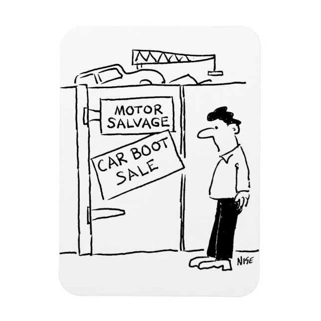 Car Breakers Scrapyard Car Boot Sale Cartoon Magnet (Vertical)