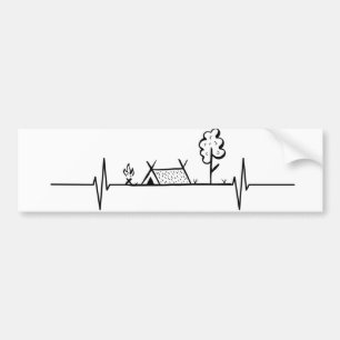 Car Bumper Sticker - Camping Heartbeat