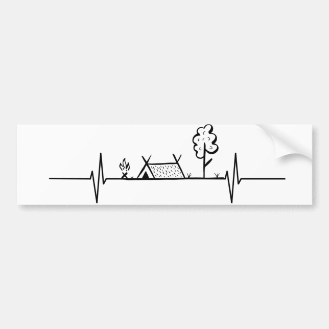Car Bumper Sticker - Camping Heartbeat (Front)