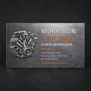Car Care Auto Motor Metallic Business Card