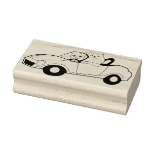 car cat art stamp