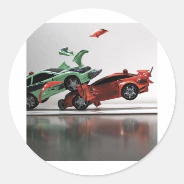 car-crash classic round sticker (Front)
