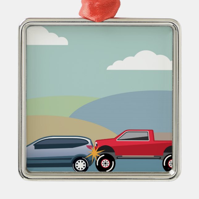 Car crash rear ended vehicle Vector Metal Ornament (Front)