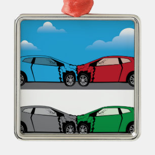 Car Crash vector Metal Ornament