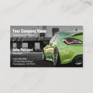 Car Dealer Green Super Sport Car Rear Business Card