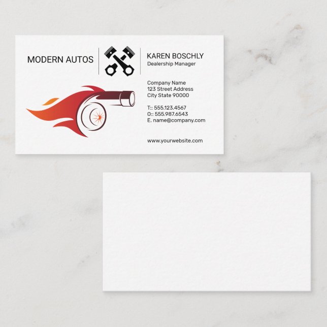 Car Dealership | Auto Maintenance | Turbo Fire Business Card (Front/Back)