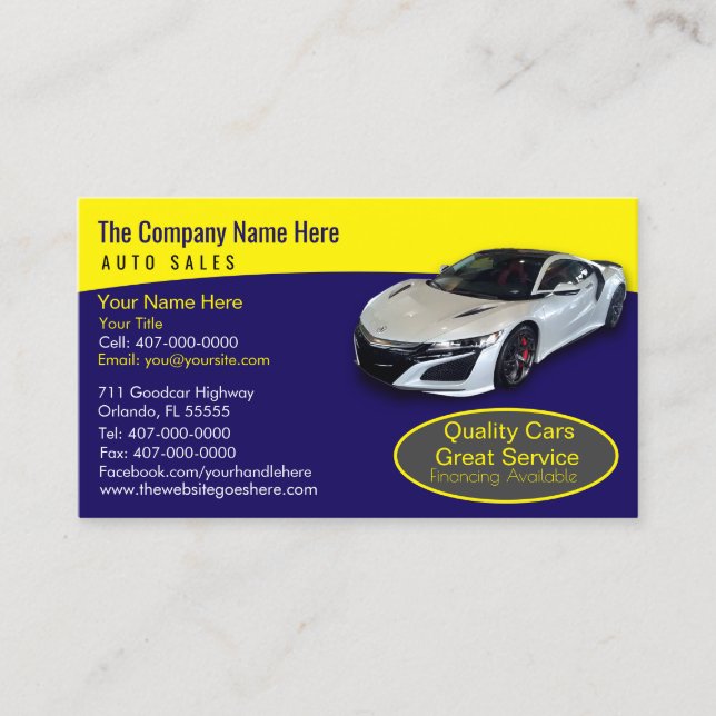 Car Dealership-Auto Sales Associate Business Card (Front)