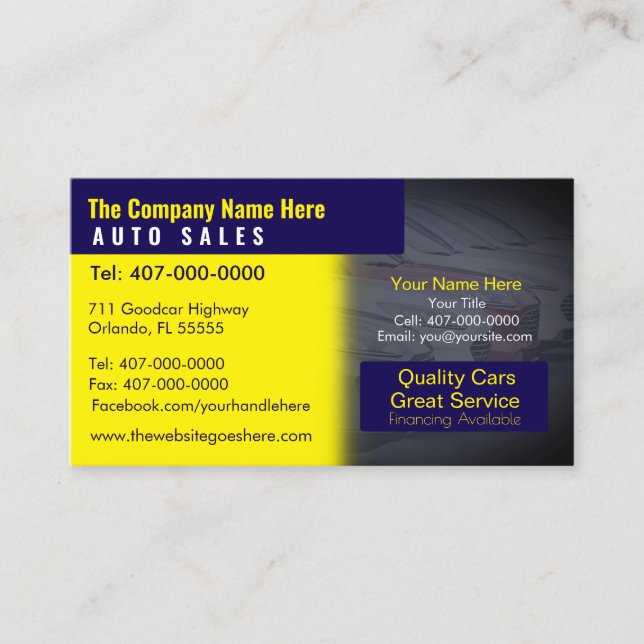 Car Dealership-Auto Sales Associate Business Card (Front)