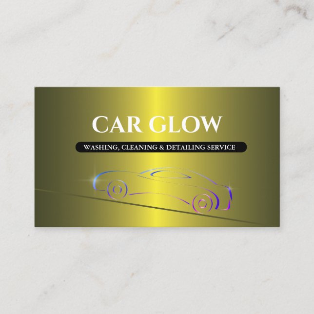 Car Detailing, Cleaning & Washing with Car Logo Business Card (Front)