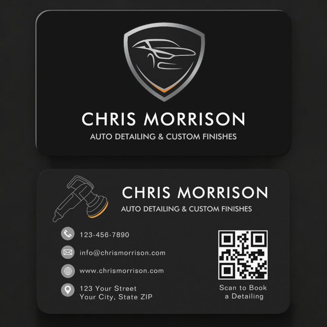 Car Detailing Services QR Code Professional Business Card (Creator Uploaded)